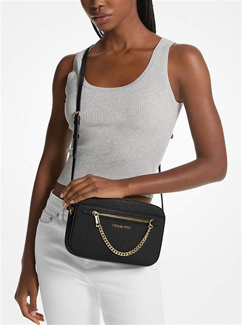 michael kors jet set saffiano crossbody black|Michael Kors tote jet set.